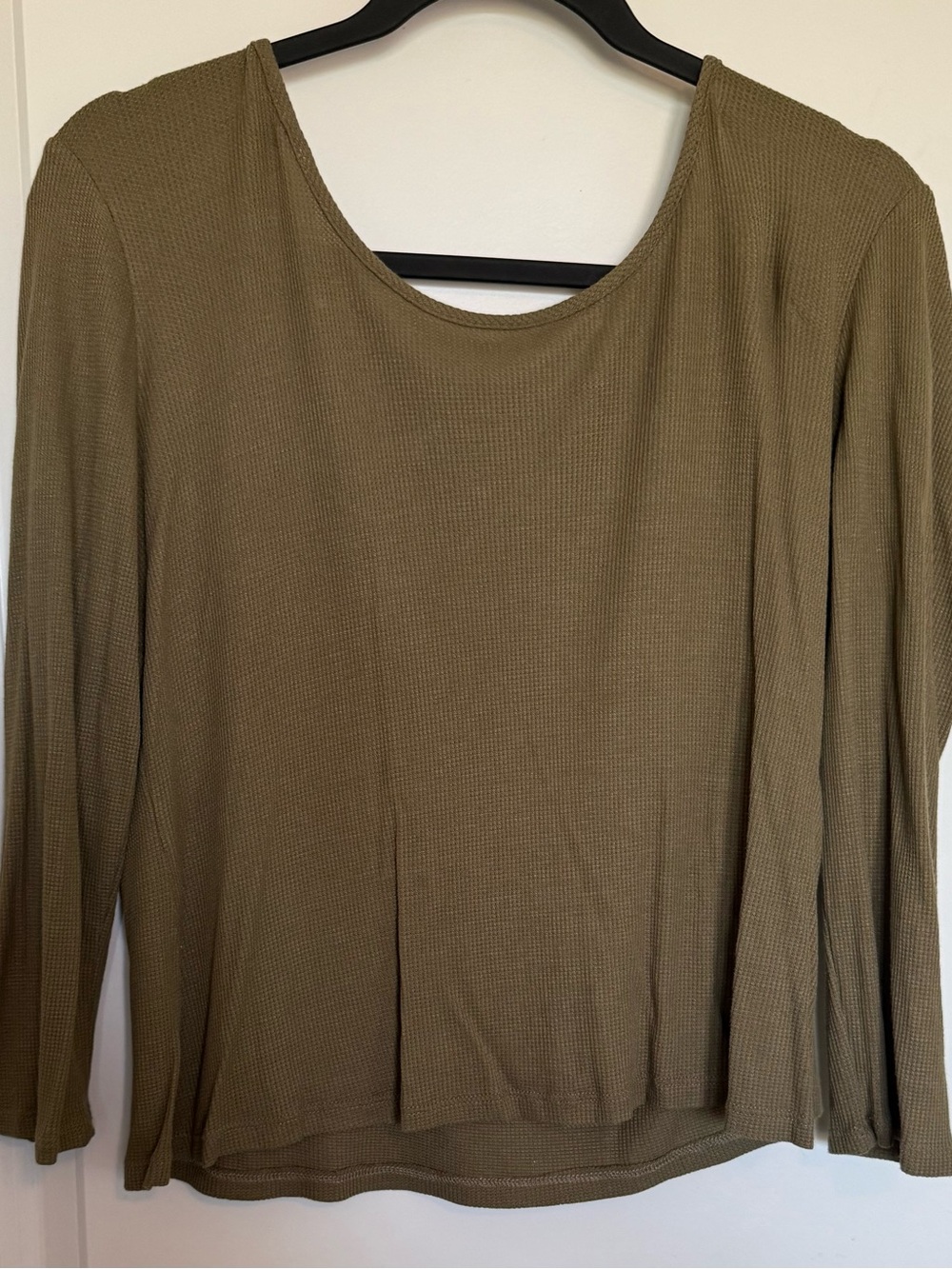 Zenobia Olive Long Sleeve Waffle Knit Tee